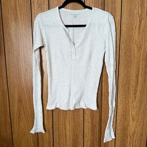 Brandy Melville Cream Thermal Henley Long Sleeve